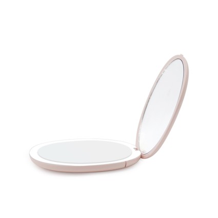 Miroir double Voyage LED compact Grossissement x5 - Rose